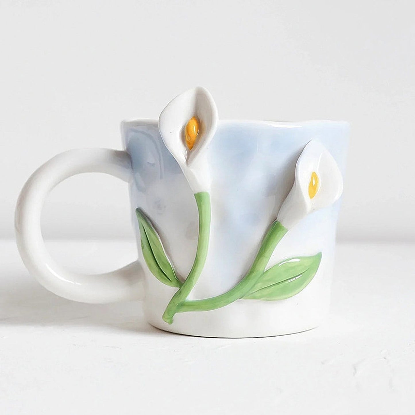 Elegant Handmade 3D Embossed Hand Painted Floral Mugs Gift