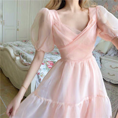 Peach Blush Kawaii Princess Chiffon Dress