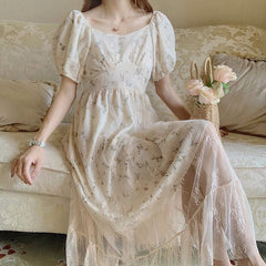 Vintage Style Cottagecore Lace Dress