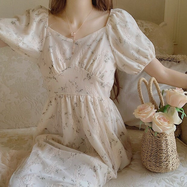 Vintage Style Cottagecore Lace Dress