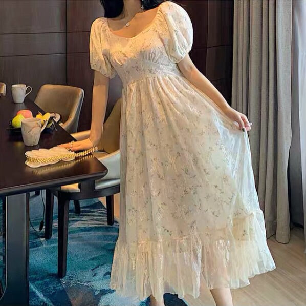 Vintage Style Cottagecore Lace Dress