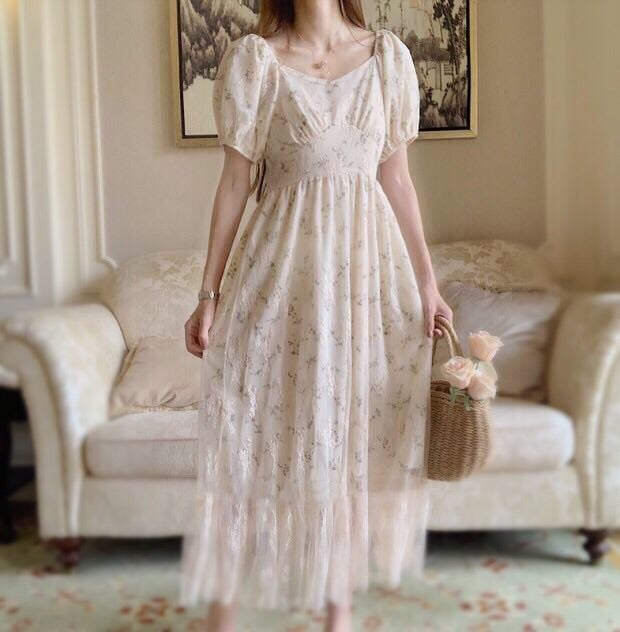 Vintage Style Cottagecore Lace Dress