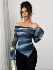 One-Shoulder Collar T-Shirt