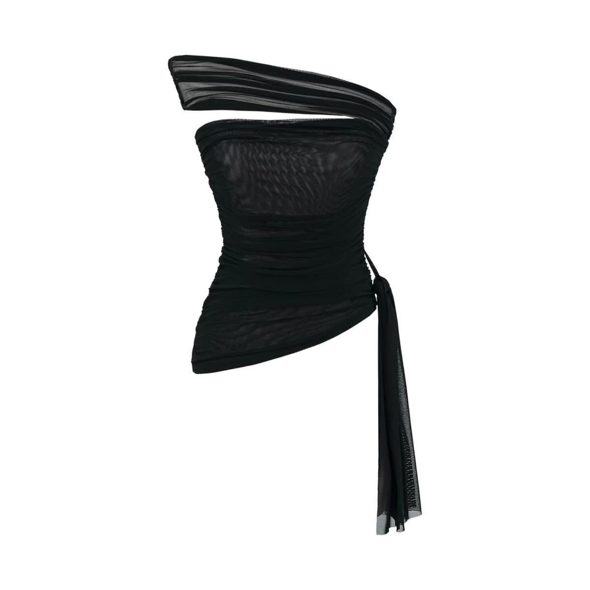 Haellen Neck Tie Cropped Top