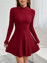 High-Necked And Waist-Hugging A-Line Skirt