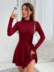 High-Necked And Waist-Hugging A-Line Skirt
