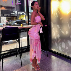 Passageway of Butterflies Asymmetrical Tube Dress