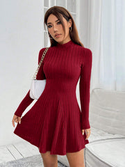 High-Necked And Waist-Hugging A-Line Skirt