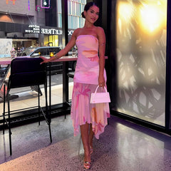 Passageway of Butterflies Asymmetrical Tube Dress
