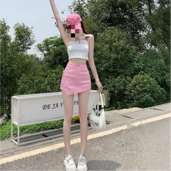 Pinky Patchwork Denim Skirt