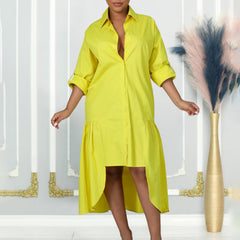 Loose Long-Sleeved Irregular Mid-Length Dress