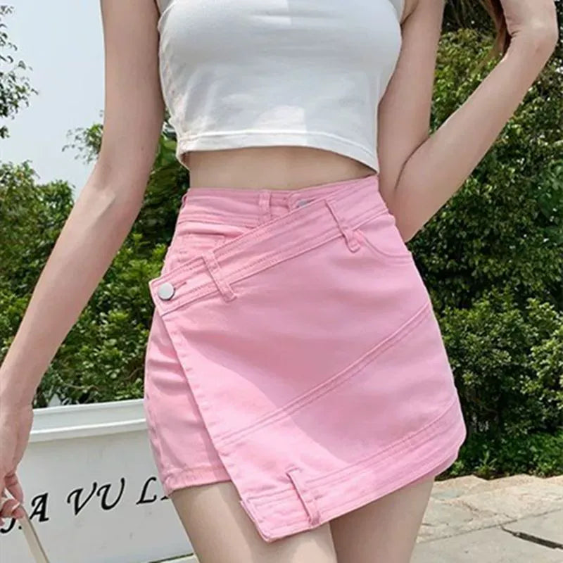 Pinky Patchwork Denim Skirt