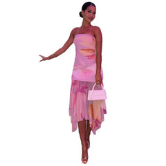 Passageway of Butterflies Asymmetrical Tube Dress
