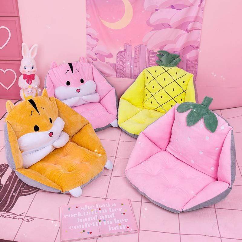 Kawaii Strawberry Pineapple Cactus Hamster Plush Seater