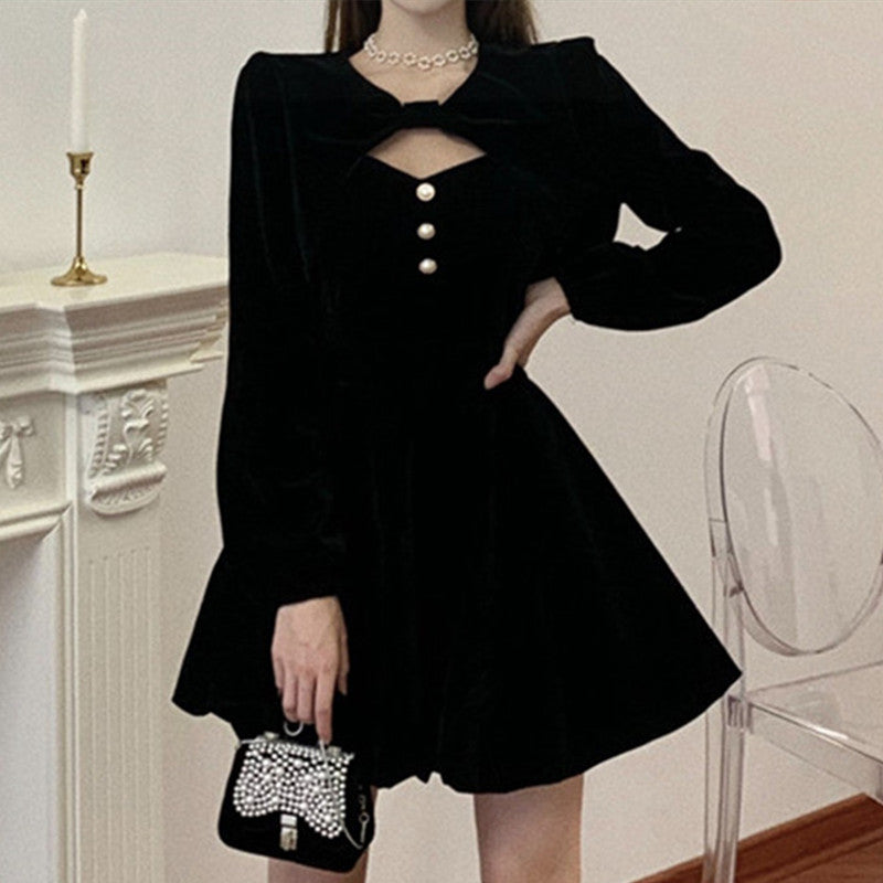 Long Sleeve Velvet Cocktail Party Dress