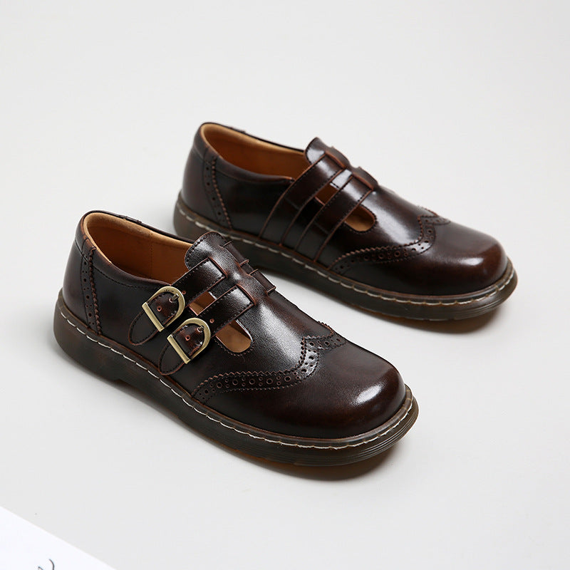 Mary Jane Flat Leather T-Strap Uniform Dress Shoes