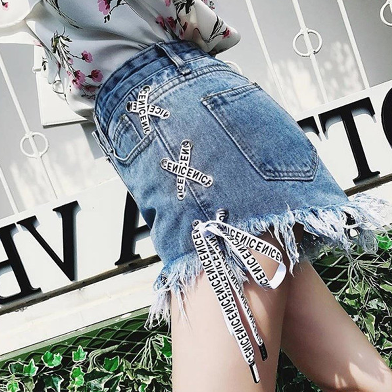 High Waist Denim Hot Short