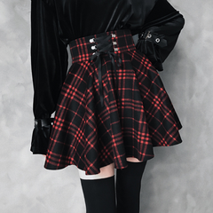 High Waist Plaid Mini Skirt