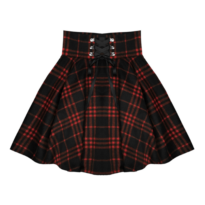 High Waist Plaid Mini Skirt