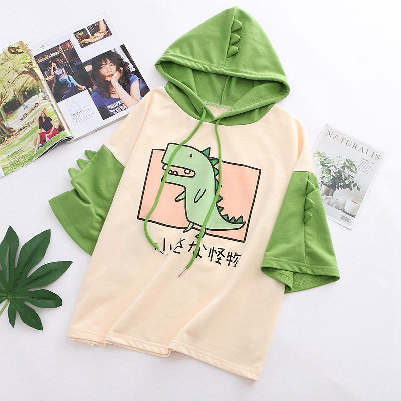 Dinosaur Japanese Hooded T-shirt