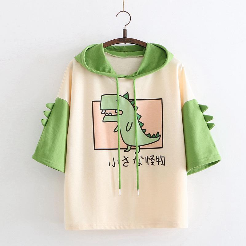 Dinosaur Japanese Hooded T-shirt