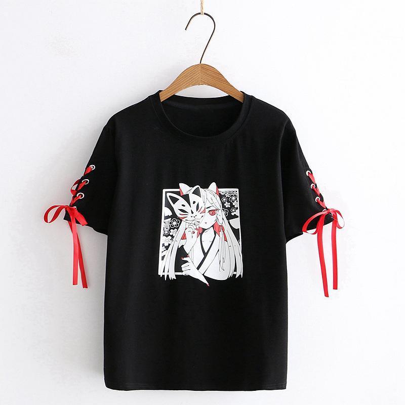 Japanese Fox Lace-Up T-shirt