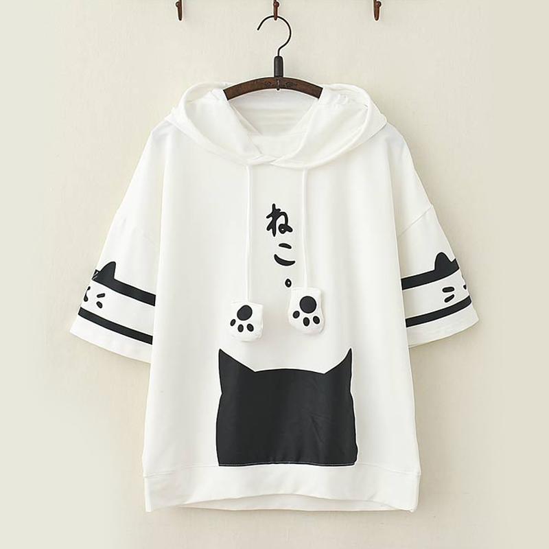 Kawaii Cat Paw Drawstring T-shirt