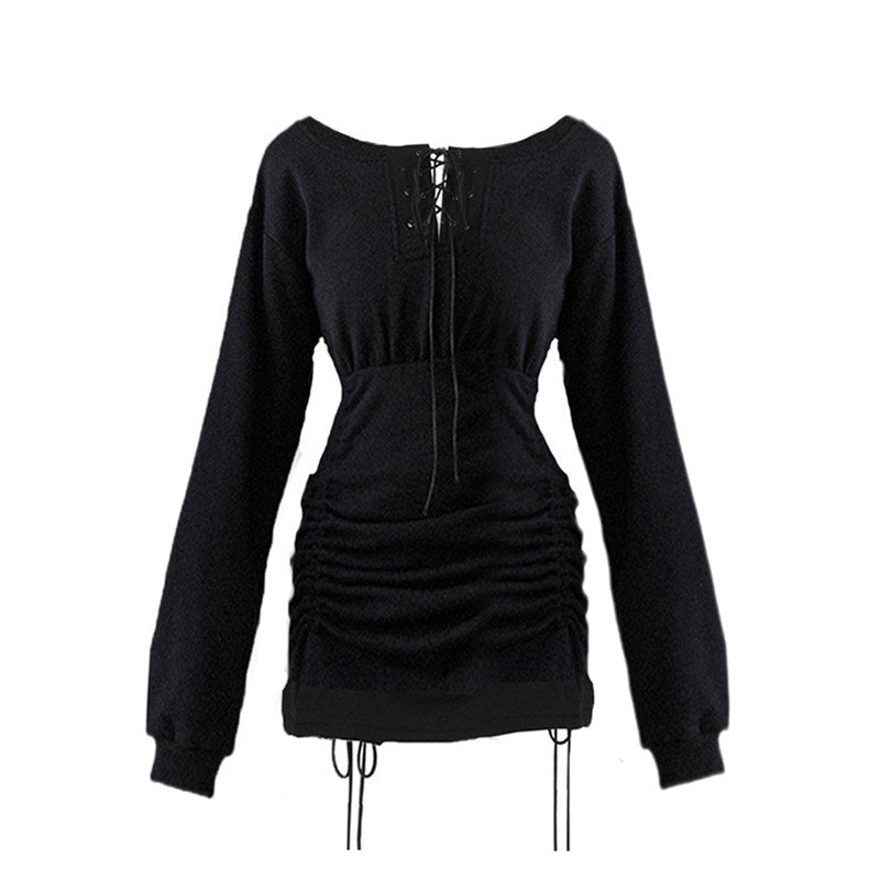 Schulterfreies, plissiertes Minikleid