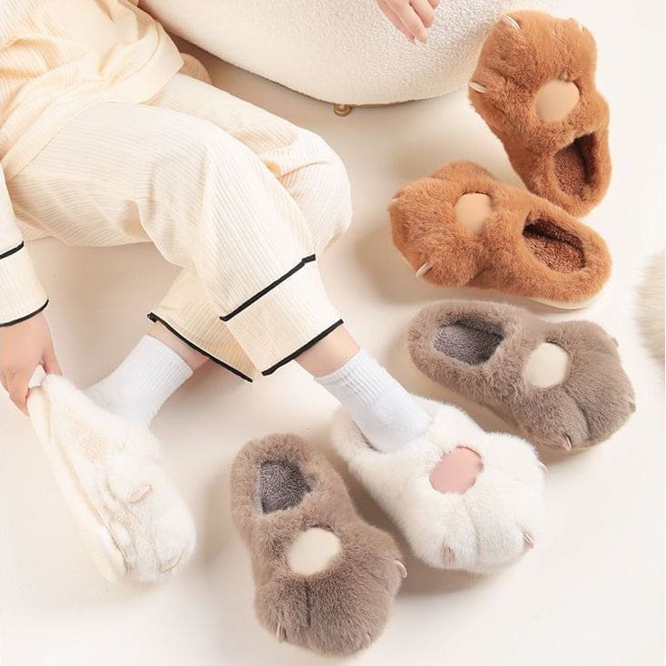 Cute Plush Paw Fluffy Winter Slipper