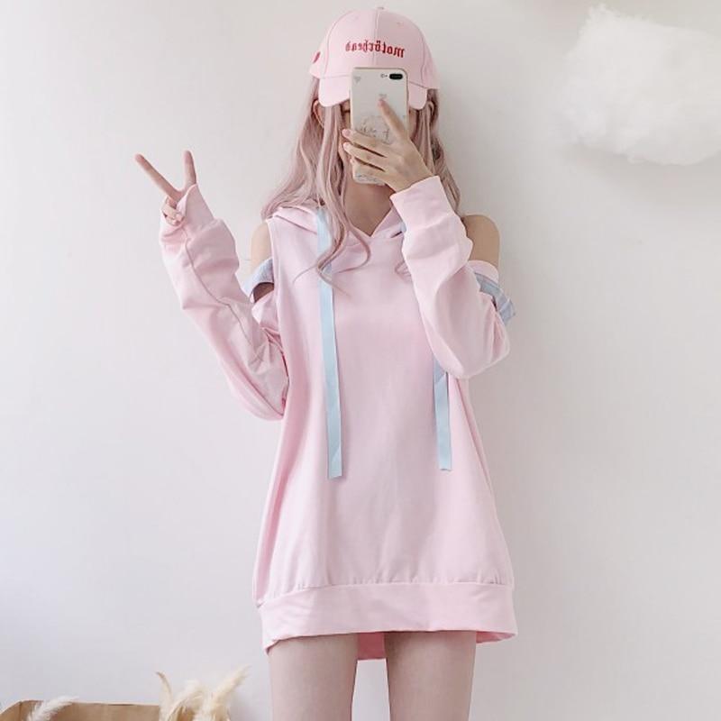 Pink Peekaboo Shoulder Hoodie