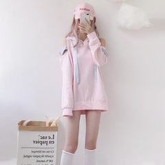 Pink Peekaboo Shoulder Hoodie