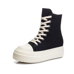 Platform Zip up High-top Canvas Boots