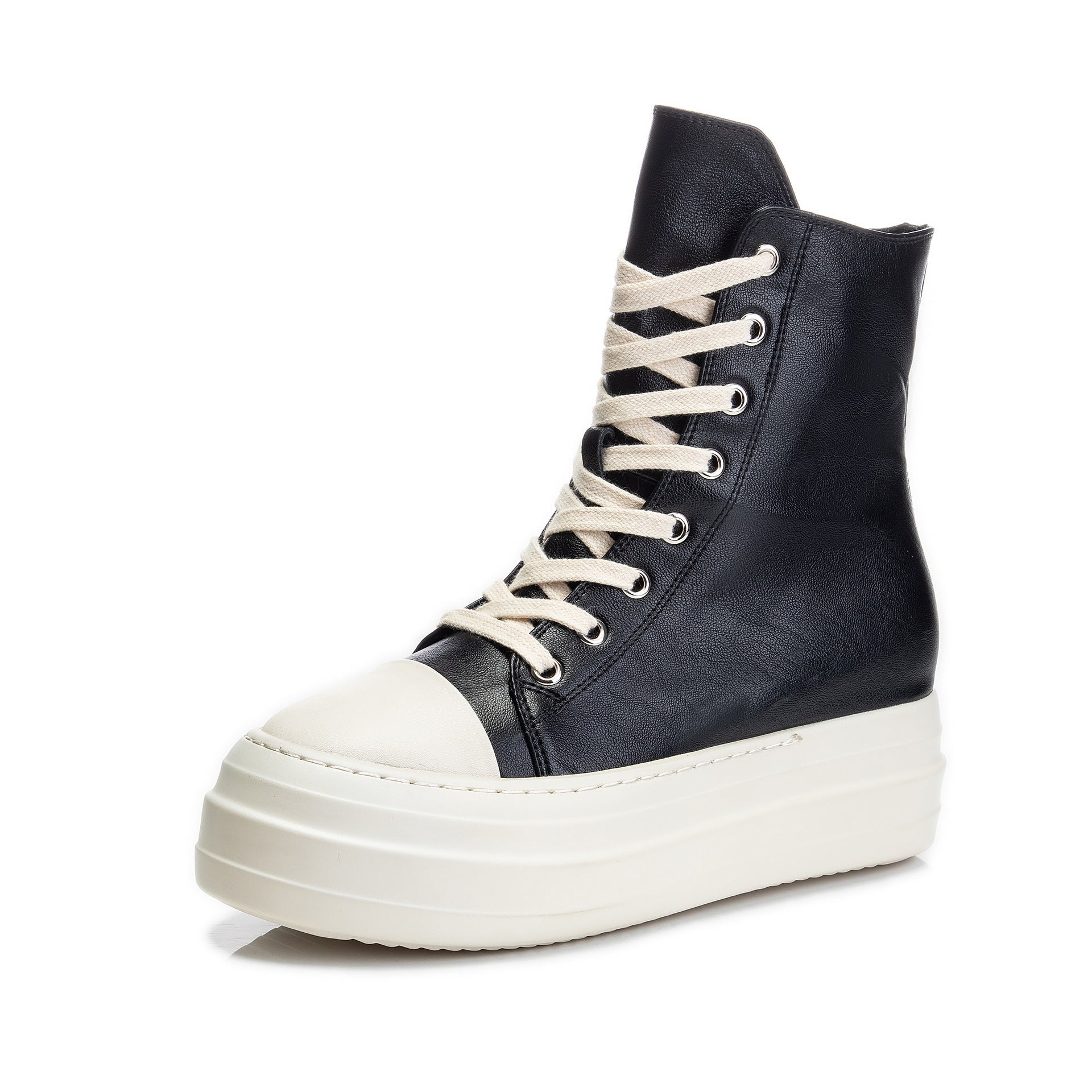 Platform Zip up High-top Canvas Boots