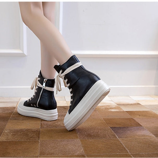 Platform Zip up High-top Canvas Boots