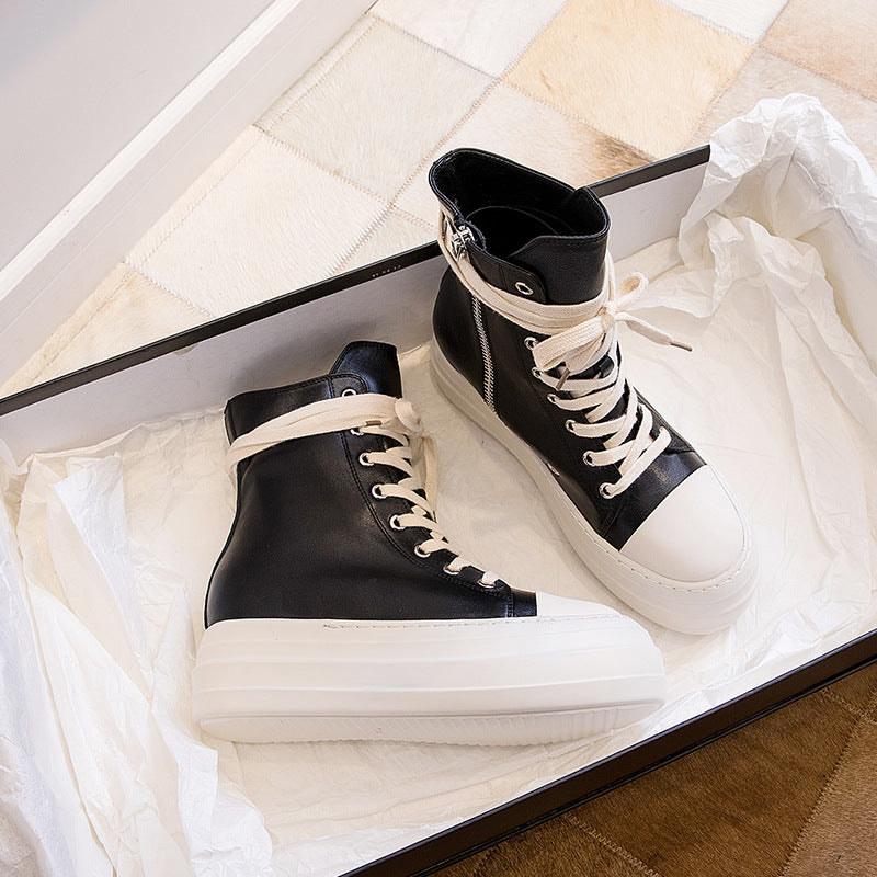 Platform Zip up High-top Canvas Boots