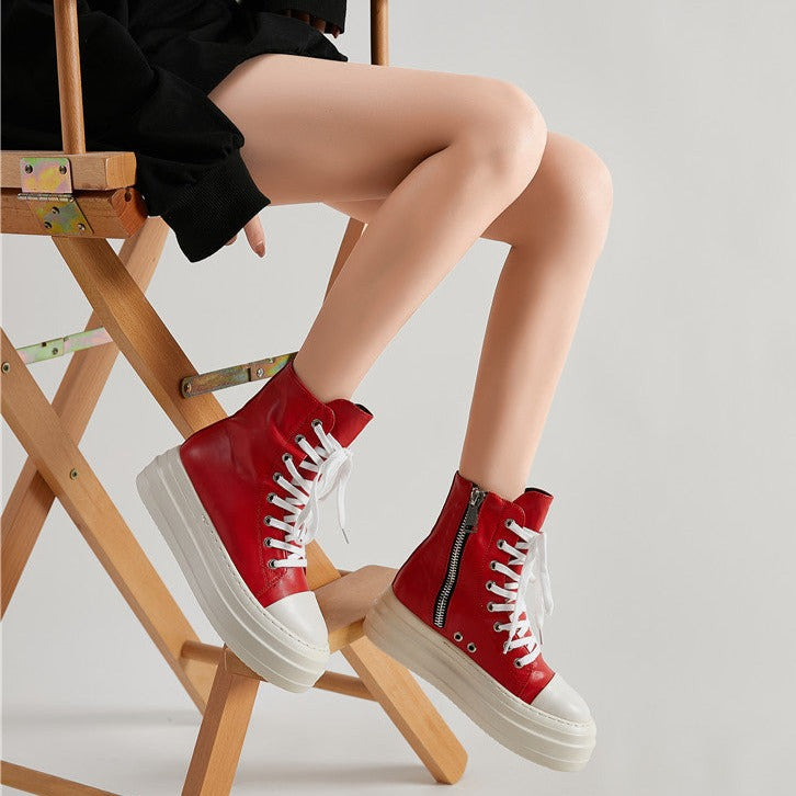 Platform Zip up High-top Canvas Boots