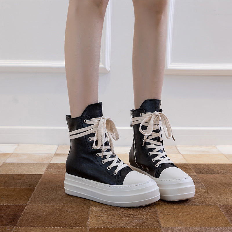 Platform Zip up High-top Canvas Boots