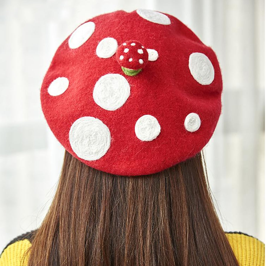 Cute Red Mushroom Kids Beret