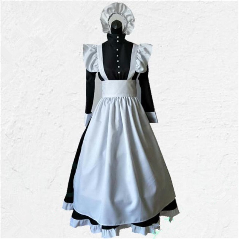 British Style Long Maid Dress Animation World Cafeteria Cafe Dress