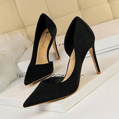 Satin Pointed Toe High Heels Dress Wedding Shoes