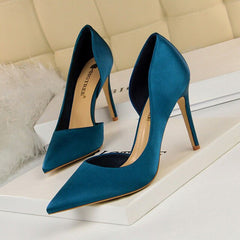 Satin Pointed Toe High Heels Dress Wedding Shoes