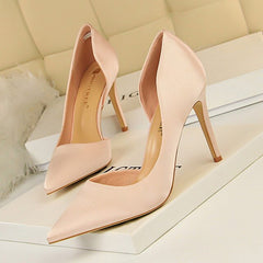 Satin Pointed Toe High Heels Dress Wedding Shoes