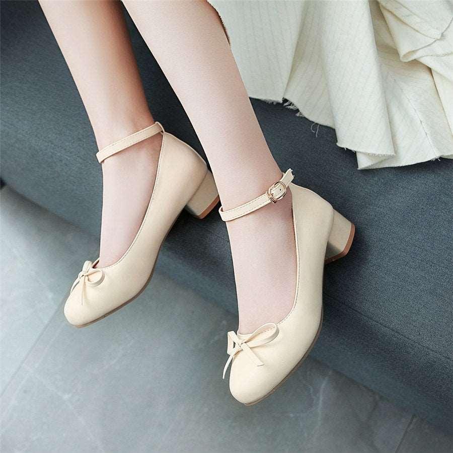 Ballerina Bow Mid Heel Mary Jane Women's Shoes