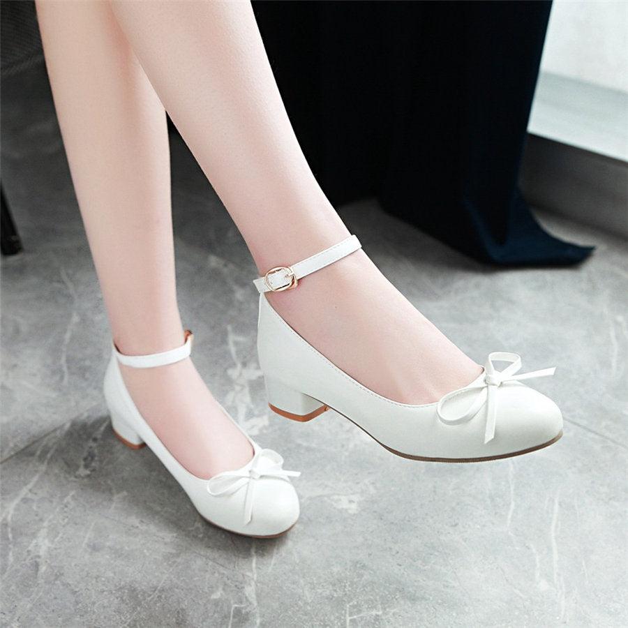 Ballerina Bow Mid Heel Mary Jane Women's Shoes