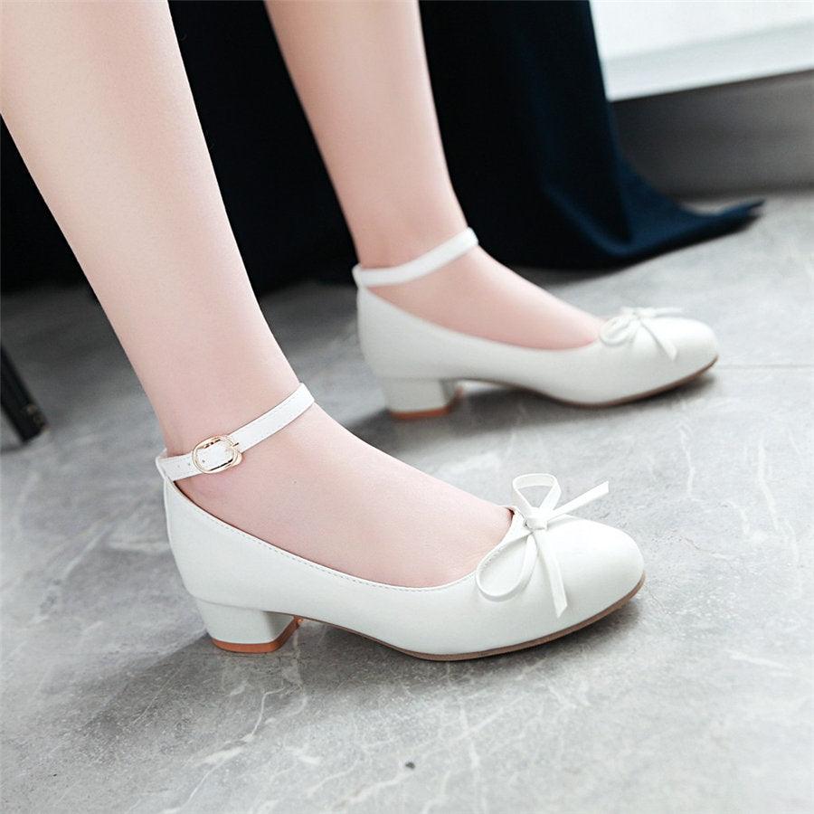 Ballerina Bow Mid Heel Mary Jane Women's Shoes