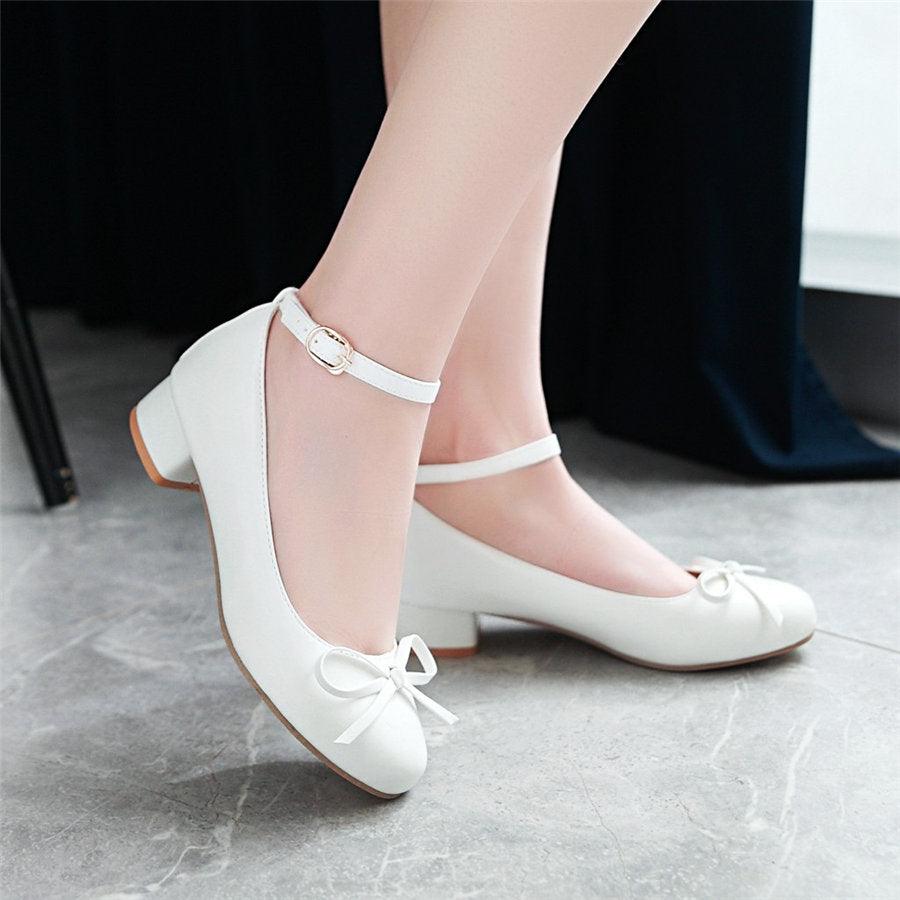 Ballerina Bow Mid Heel Mary Jane Women's Shoes