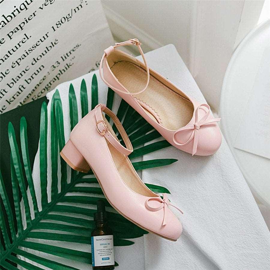 Ballerina Bow Mid Heel Mary Jane Women's Shoes