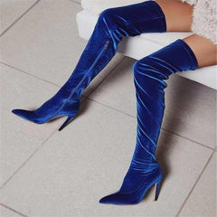 Women's Stiletto Heel Boots Suede Elastic Slim Sexy Over the Knee