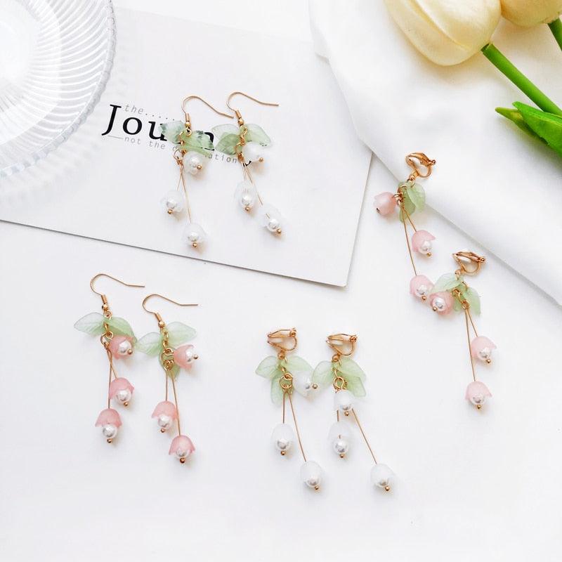 Floral Dangle Fairy Earrings