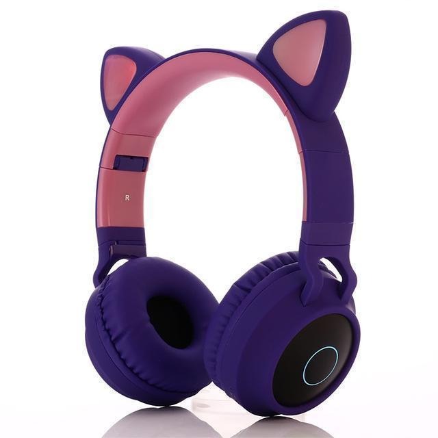 Cat Ears Bluetooth Headphones with LED Lights